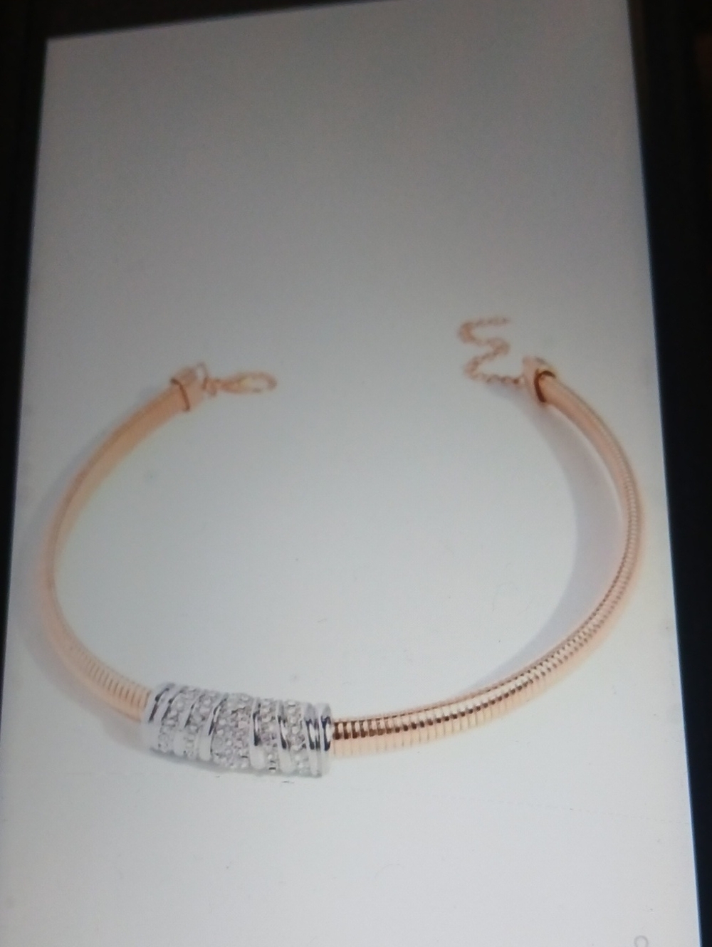 Rose Gold Necklace with Silver Crystal Accent